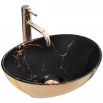 Накладной умывальник Rea Sofia in Marble Mat Black Gold